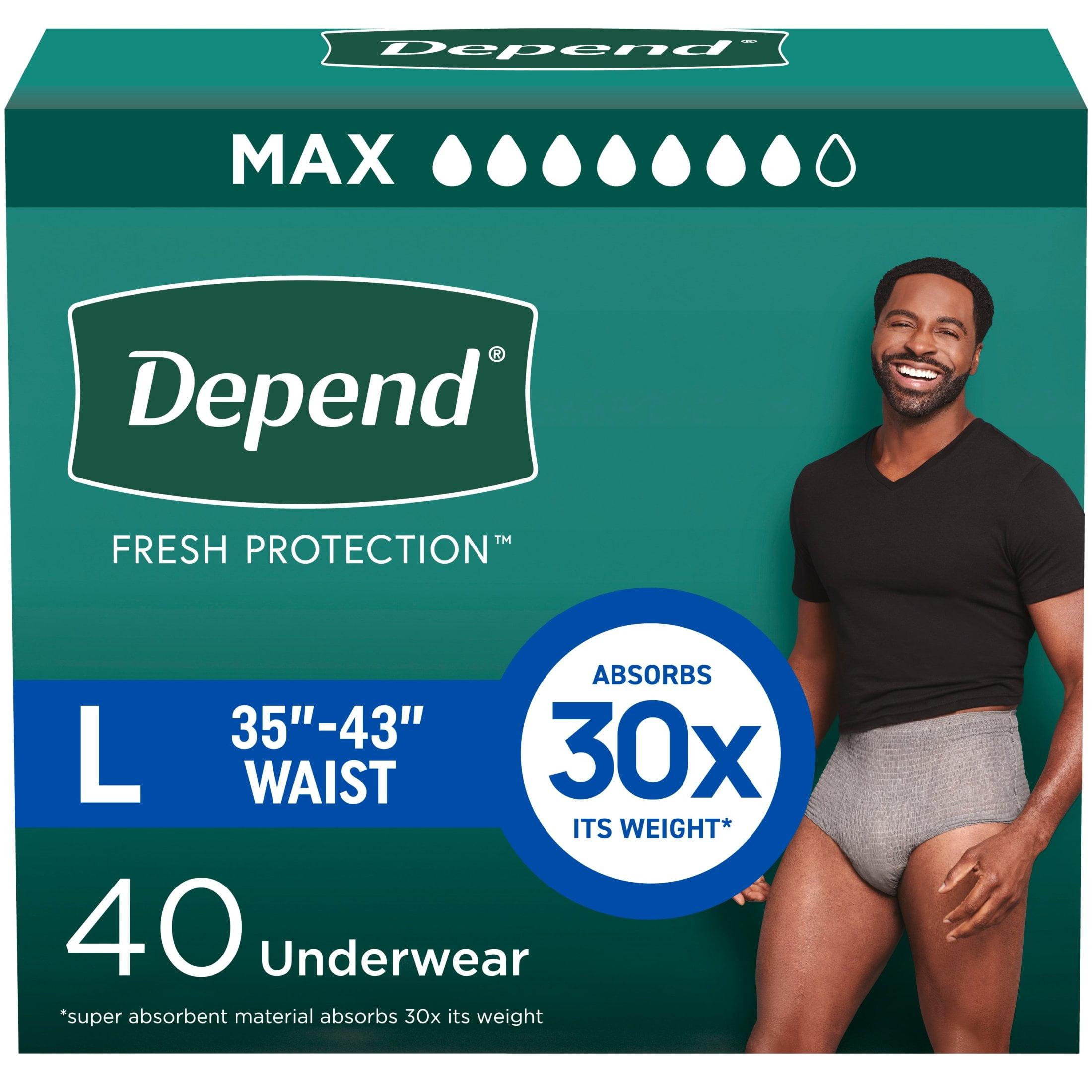 Depend Fresh Protection Adult Incontinence Disposable Underwear for Men - Maximum Absorbency - L - Gray - 40ct
