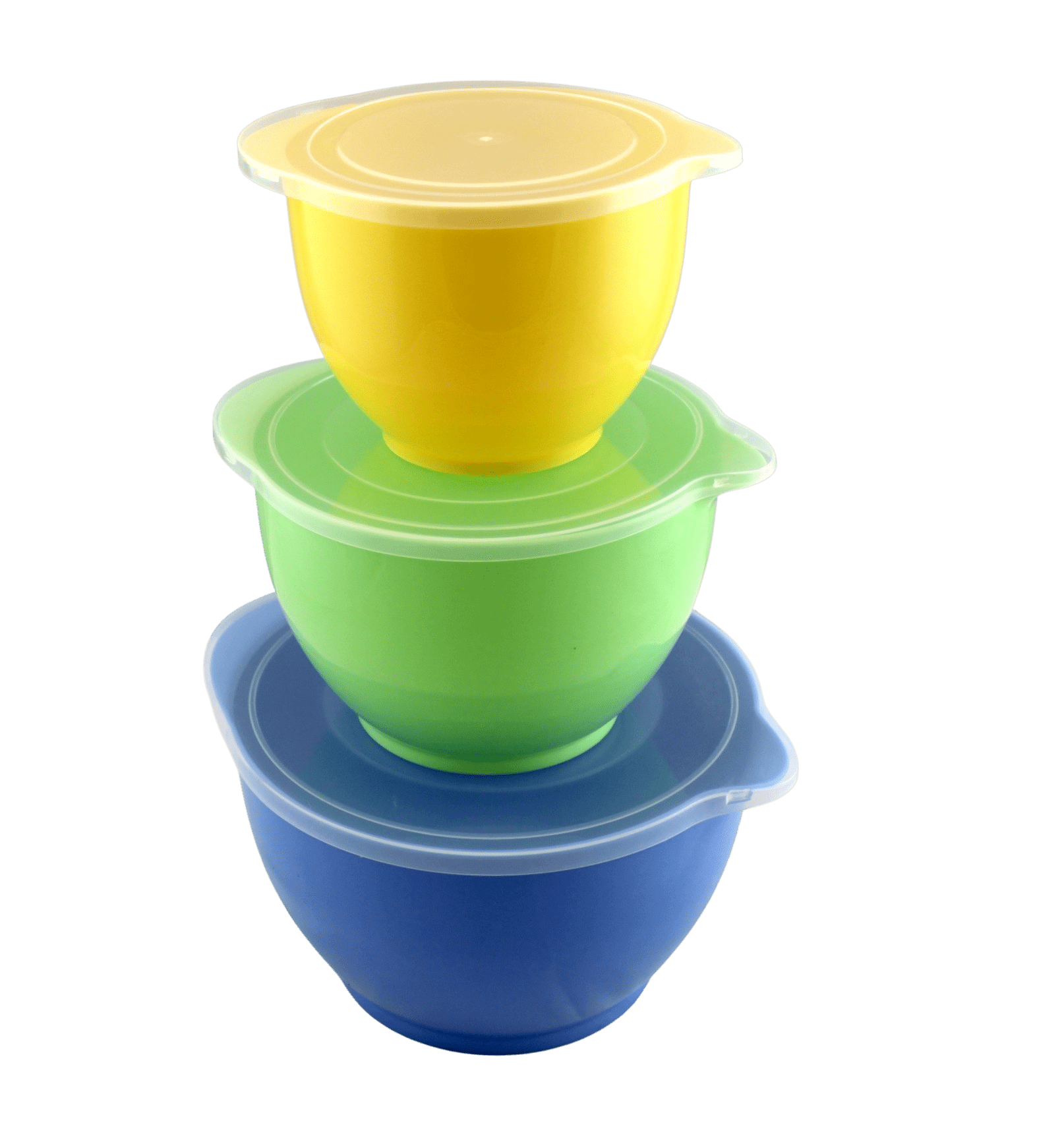 Dependable Industries Inc. Essentials 3 Piece Storage and Batter Mixing Bowl Set with Lids BPA Free Plastic Ideal for Kitchen Storage and Baking