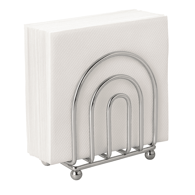 Chrome Napkin Holder for Kitchen Counter or Dining Table – Metal Napkin Stand with Raised Base for Standard and Café Napkins – Durable Indoor Use by Dependable Industries