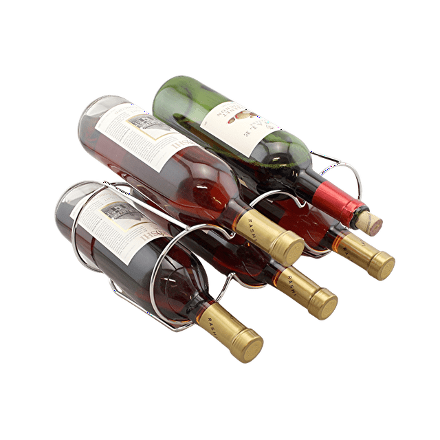 Dependable Industries Stackable Metal Wine Rack, 5-Bottle Free Standing Holder, Silver