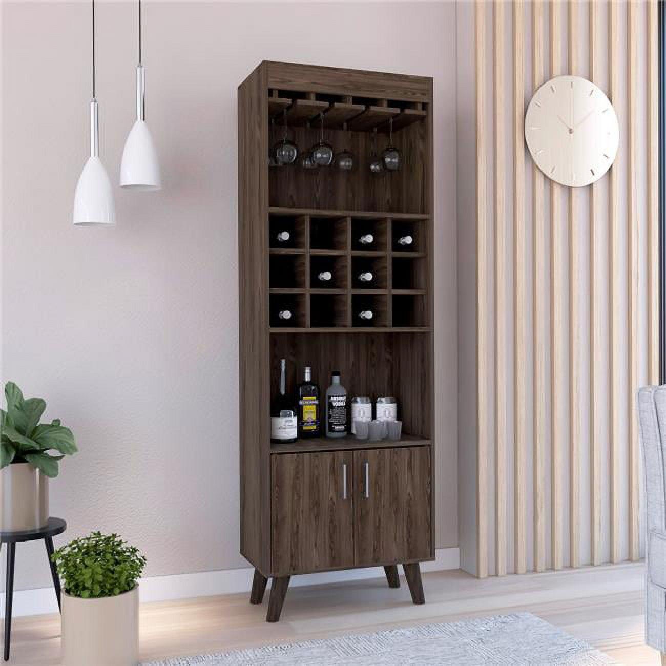 Harvey Dark Walnut Tall Double Door Bar Cabinet