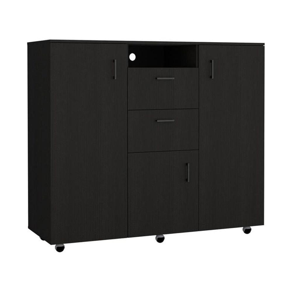 Milano Modern Black Engineered Wood Double Door Cabinet Dresser