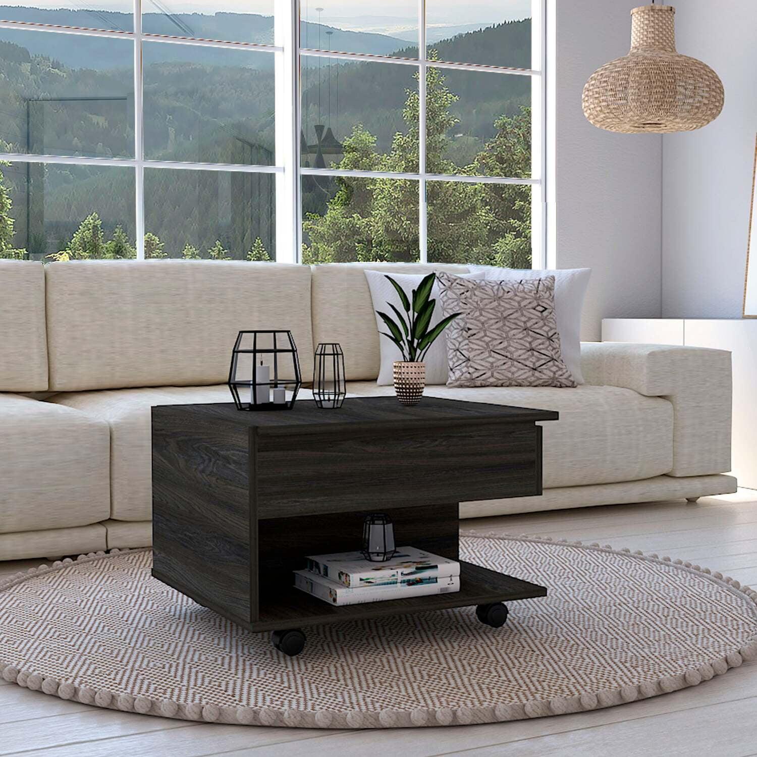Depot E-Shop Lift Top Coffee Table, Casters, One Shelf