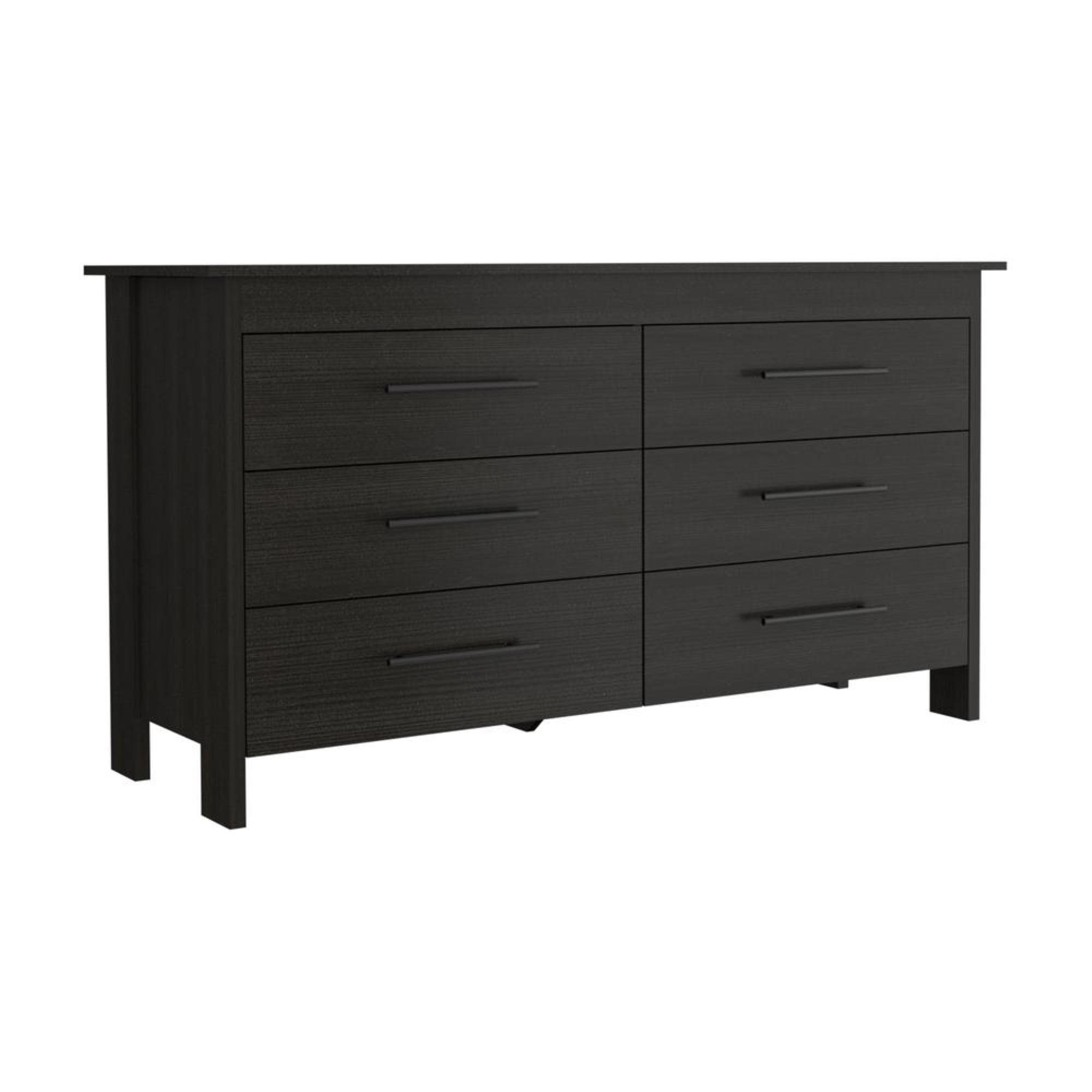 Black Double Dresser with Soft Close Drawers and Roller Glides