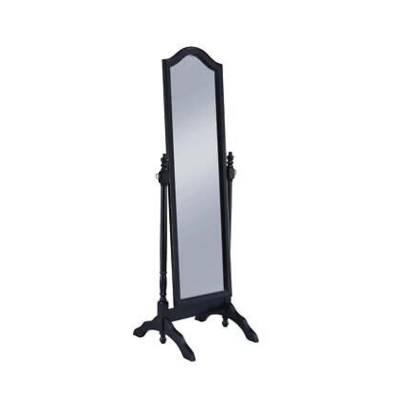 Black Full Length Rectangular Wood Cheval Mirror with Arched Top