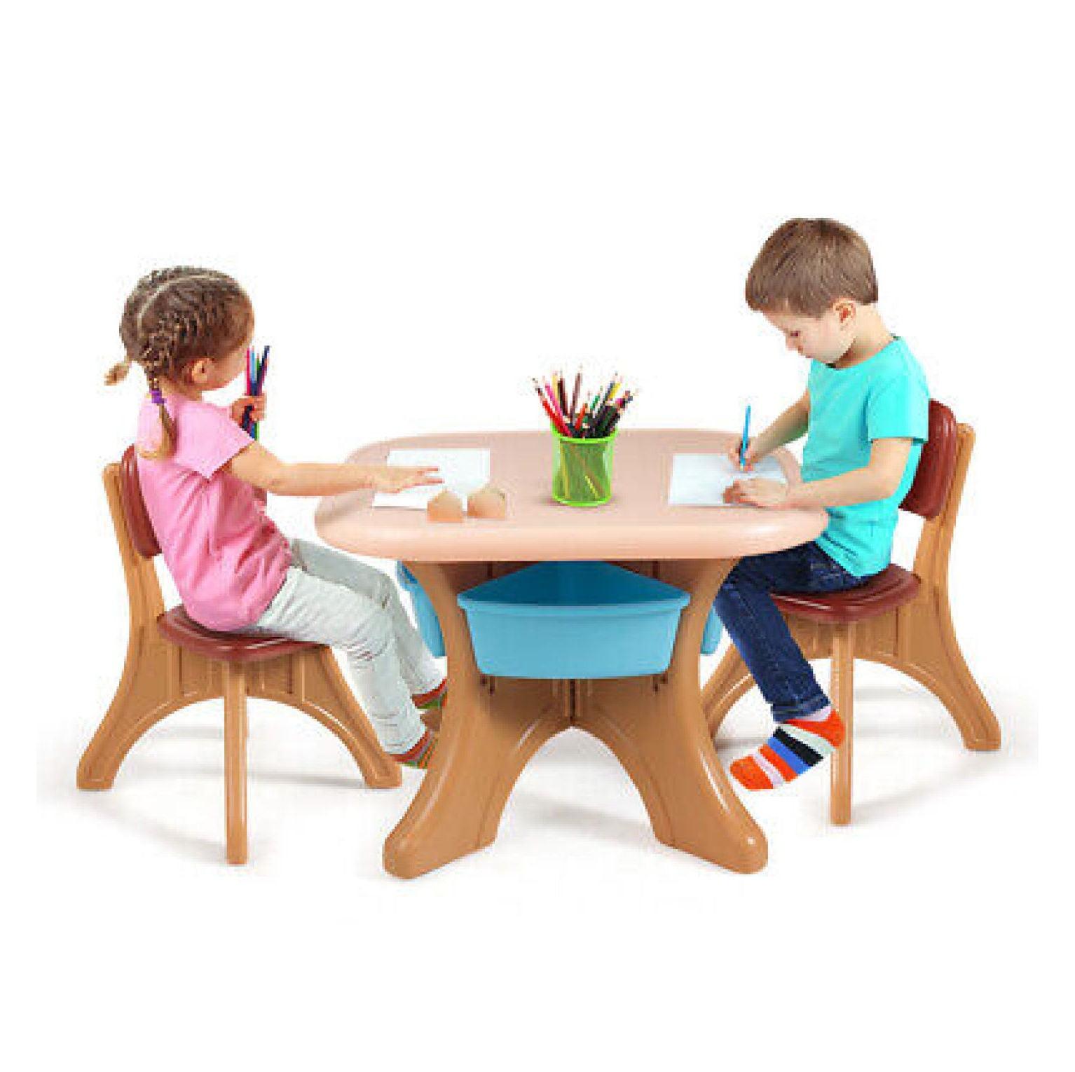 Infans Children Kids Activity Table & Chair Set Play Furniture W/Storage Indoor/Outdoor