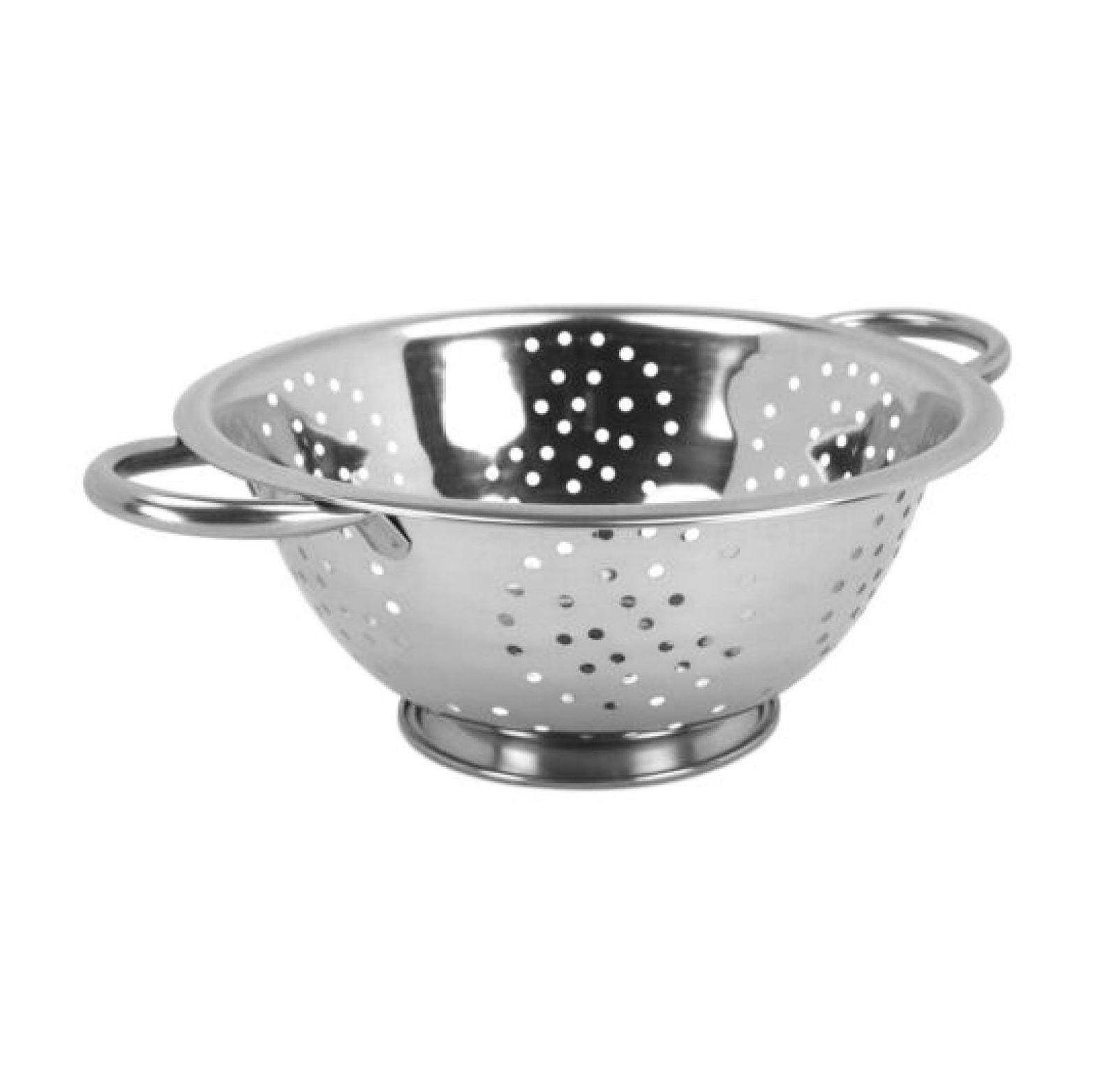 Stainless Steel Deep Colander with Handles, 3 Quart, Silver