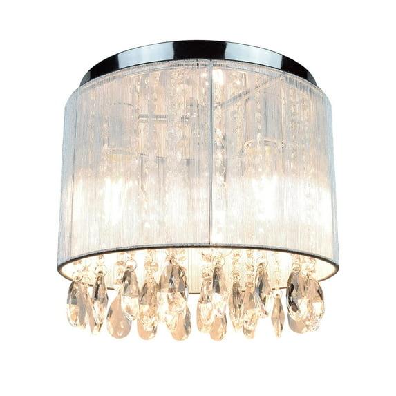 Depuley 3 Lights Modern Crystal Raindrop Drum Chandelier Lighting, Semi Drum Flush Mount Ceiling Light Fixture E26 LED Bulbs Required
