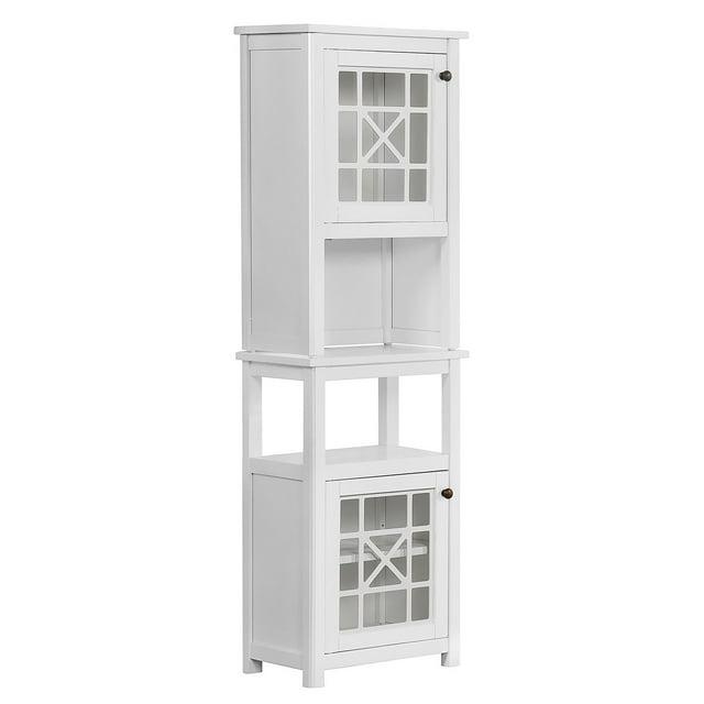 Rosalind Wheeler Hembree 17"W 58"H Traditional Style Free-Standing Bathroom Cabinet With Storage Hutch
