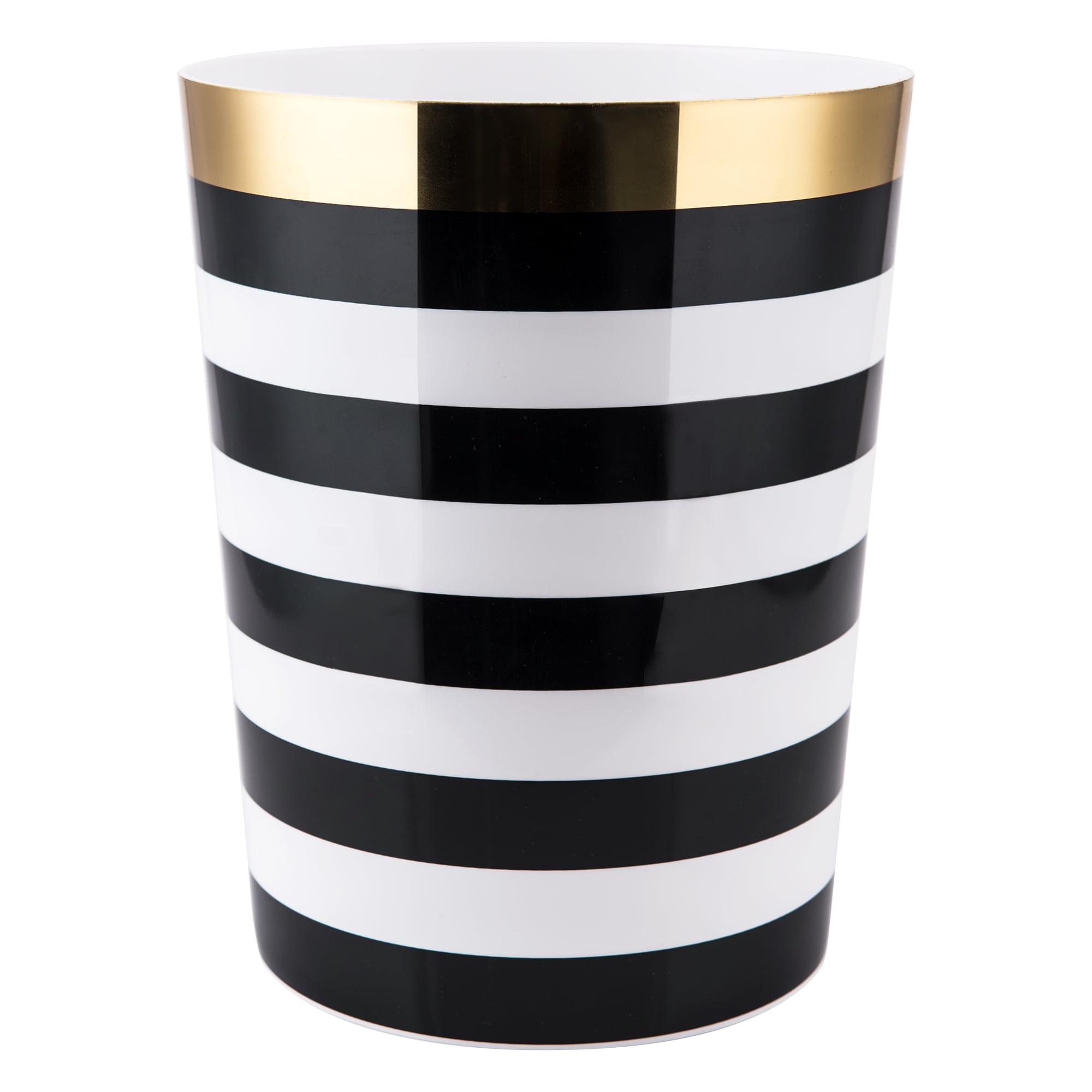 Derby Wastebasket Black/White - Allure Home Creations: Plastic, 5.6L Capacity, 9.6" Height, Elegant Design