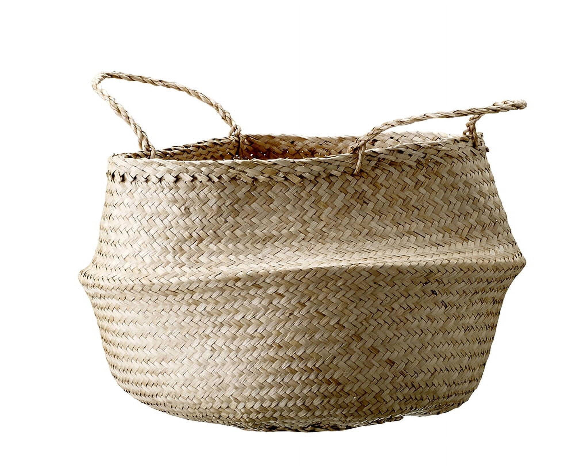 Seagrass Basket with Handles 12" x 19" Natural  - Storied Home