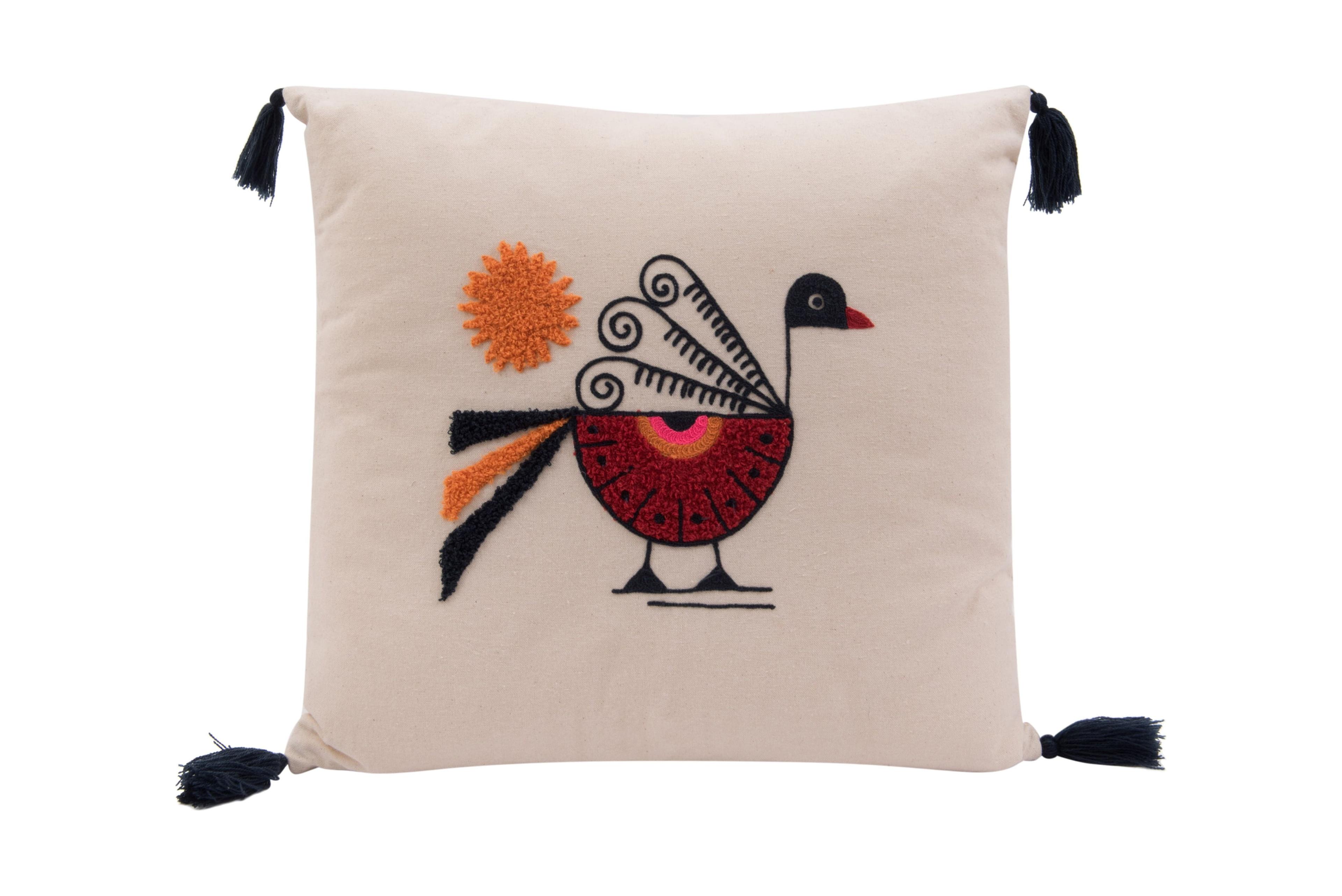 Bloomingville Embroidered Cotton Throw Pillow