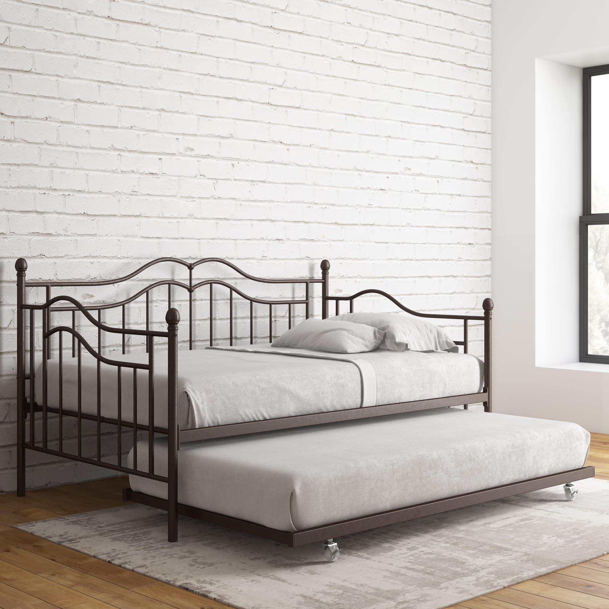 Bronze Twin Metal Daybed with Trundle and Headboard