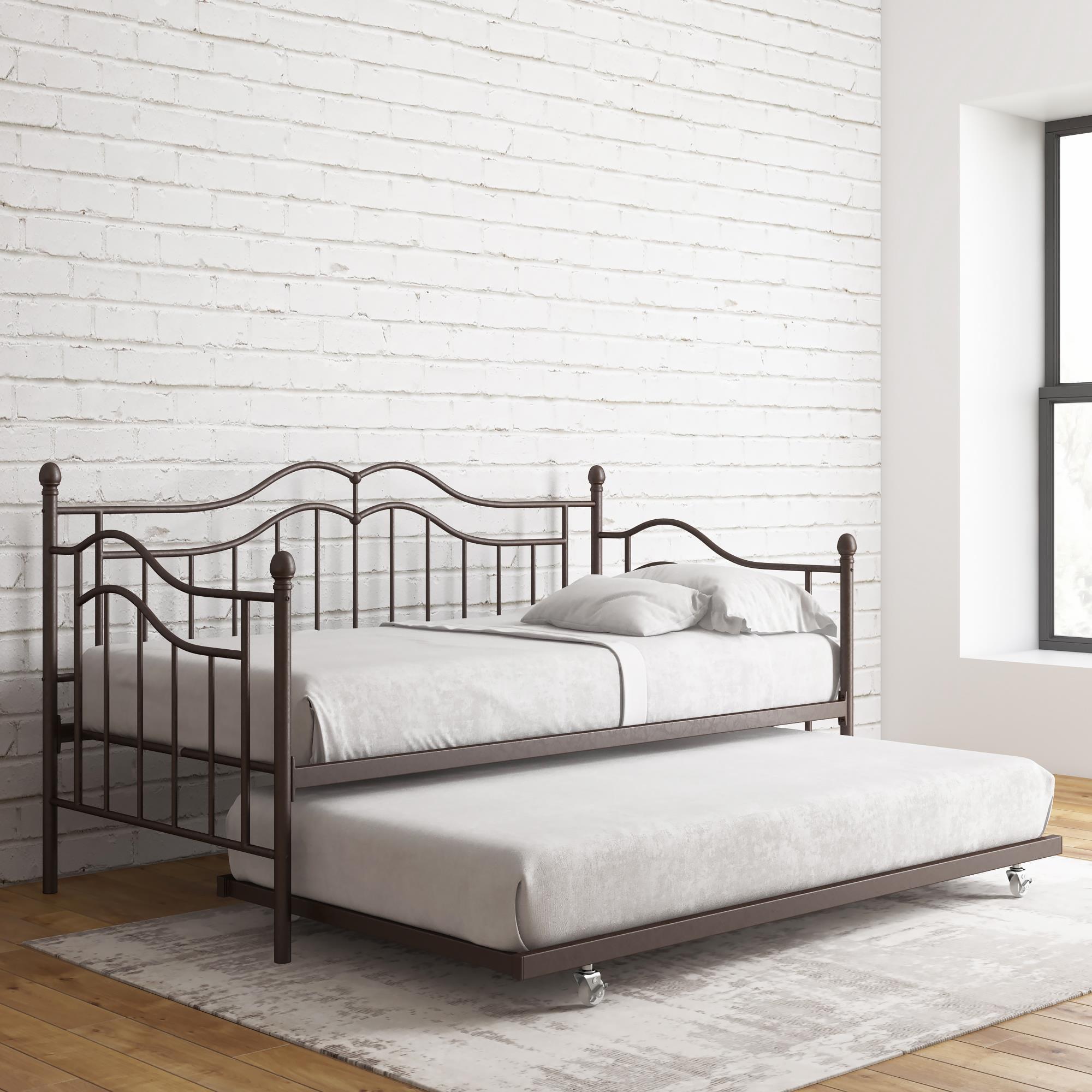 Bronze Twin Metal Daybed with Trundle and Headboard