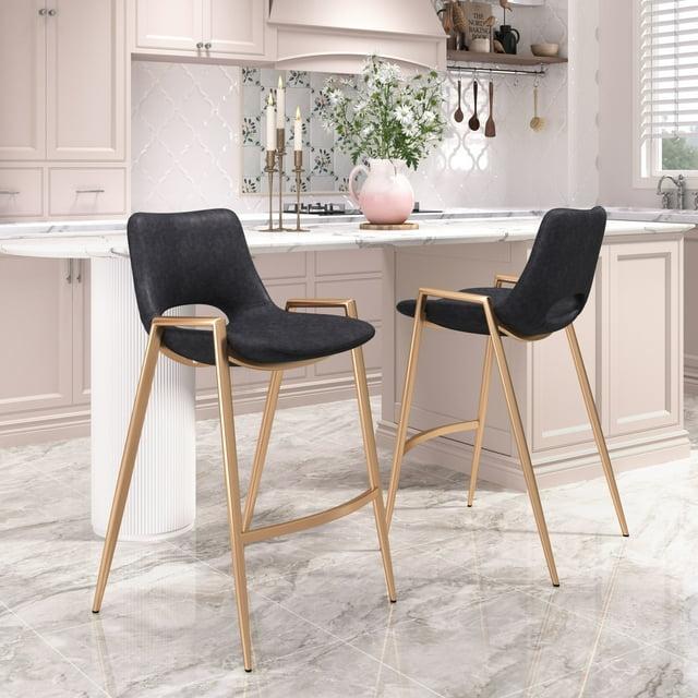 Zuo Hospitality Desi Black Upholstered Counter Stool (Set of 2)