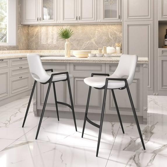 Zuo Hospitality Desi Black Upholstered Counter Stool (Set of 2)