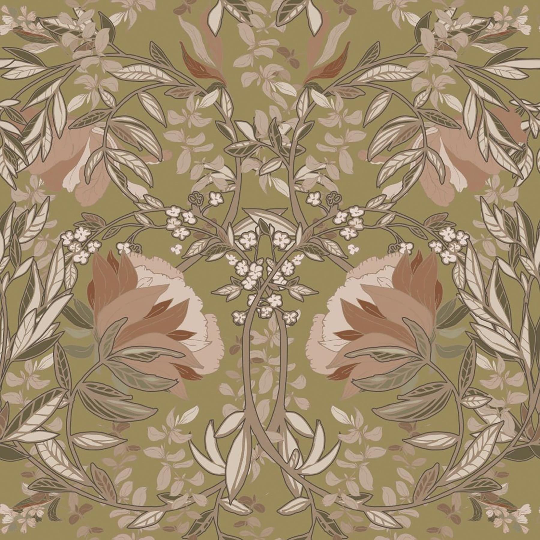 Ester Gold Art Nouveau Floral Non-Woven Wallpaper