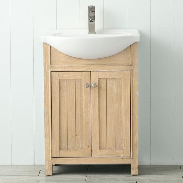 Design Element Marian 24" Single Sink Bath Vanity in Oak with Porcelain Top