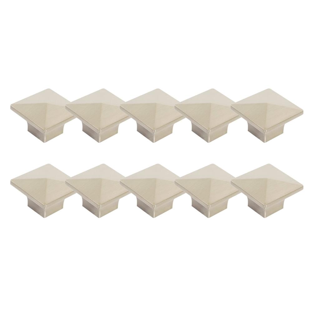 Brushed Nickel Square Cabinet Knob 10-Pack with Mounting Hardware