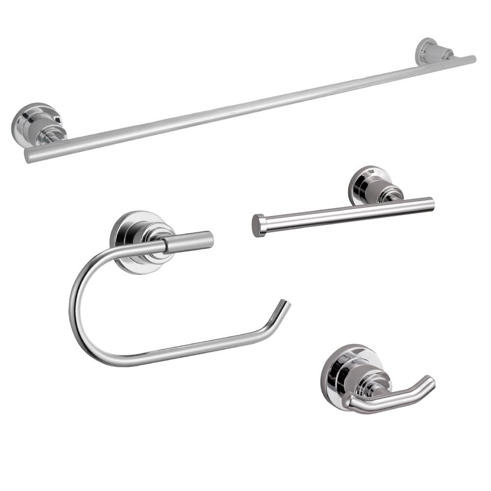 Geneva Polished Chrome 4-Piece Bathroom Hardware Set