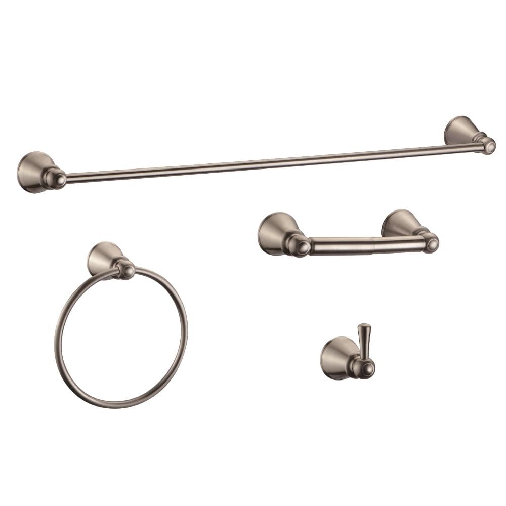 Satin Nickel 4-Piece Bathroom Hardware Accessory Kit