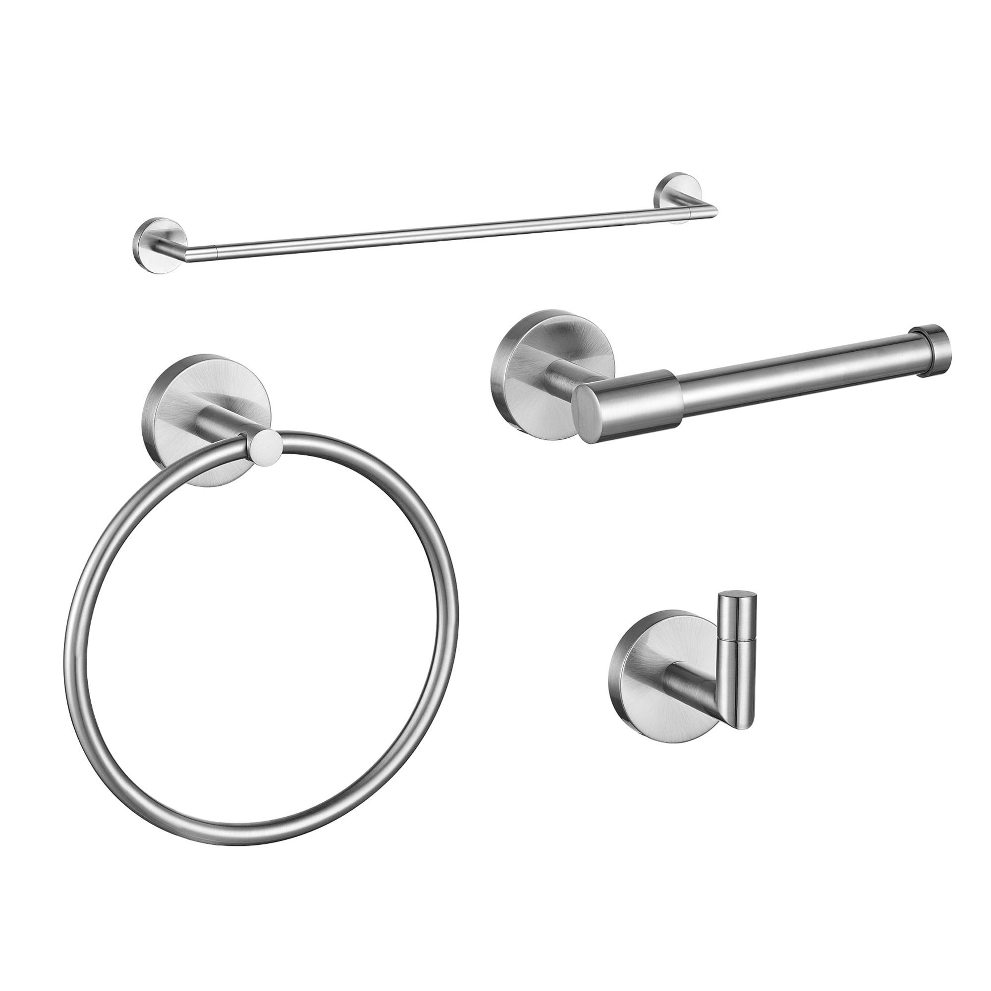 Satin Nickel 4-Piece Bathroom Hardware Accessory Kit