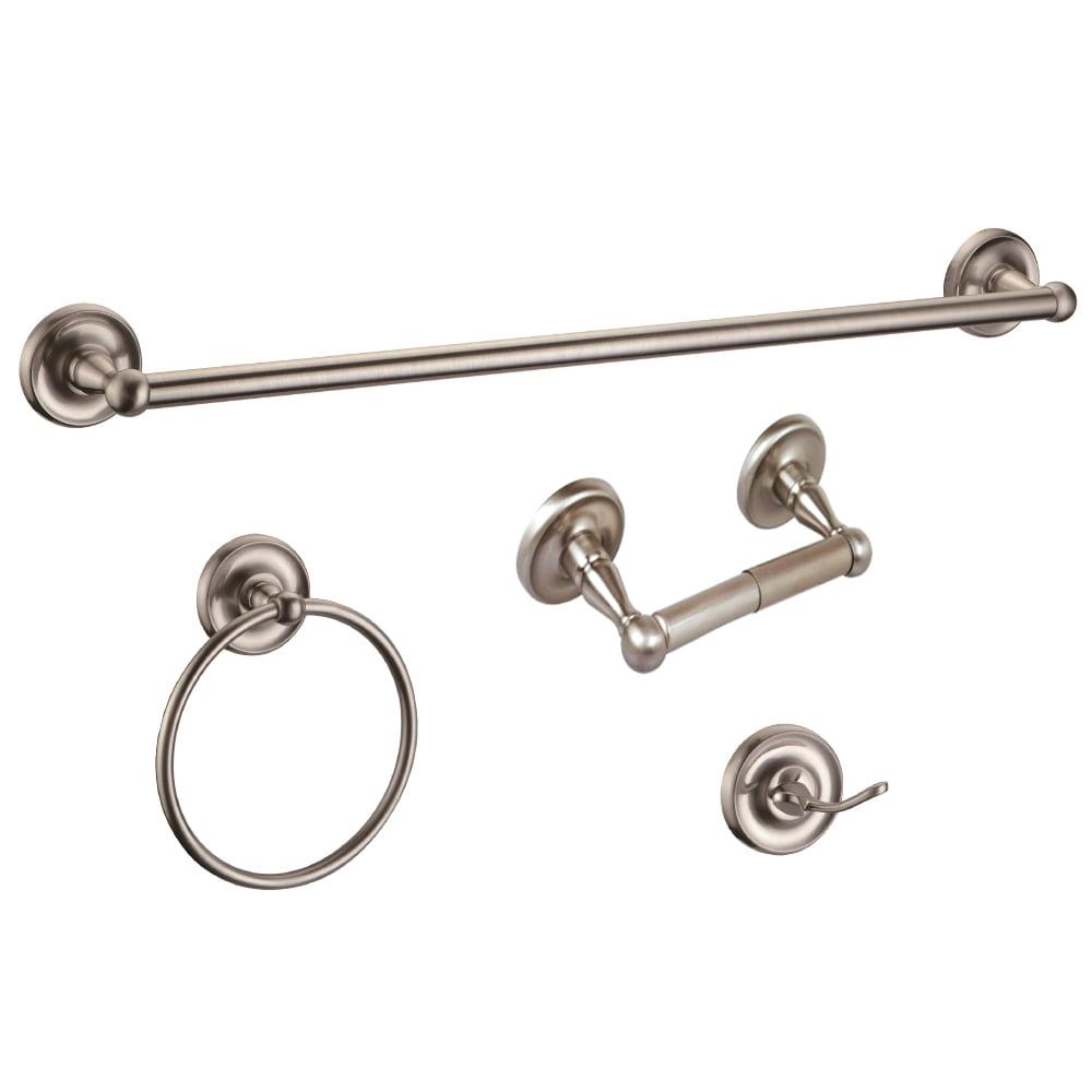 4pc San Martin Bathroom Accessory Kit Satin Nickel - Design House: Includes Towel Ring, Tissue Holder, Hook