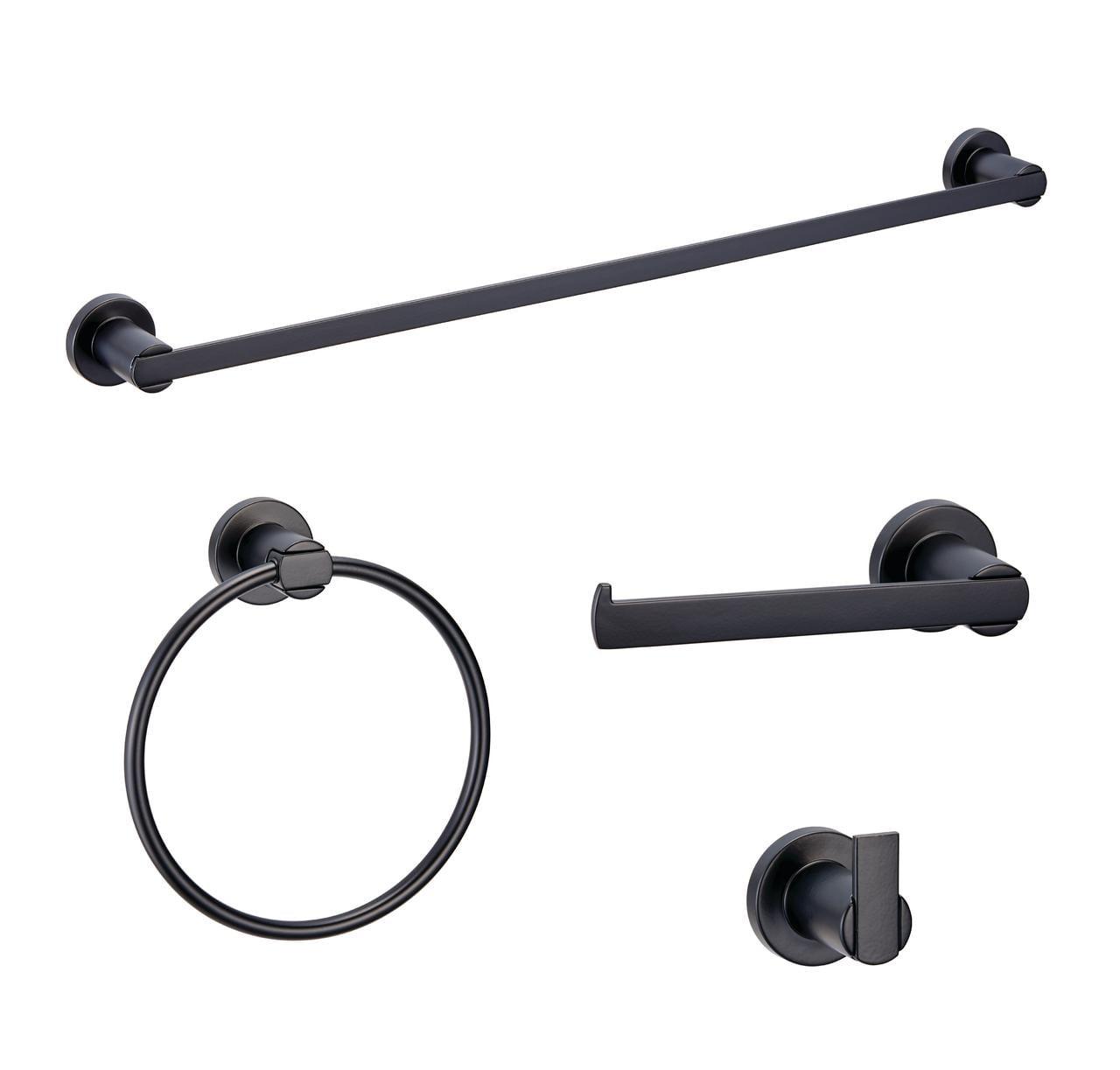 Matte Black 4-Piece Bathroom Accessory Kit with Zinc and Aluminum