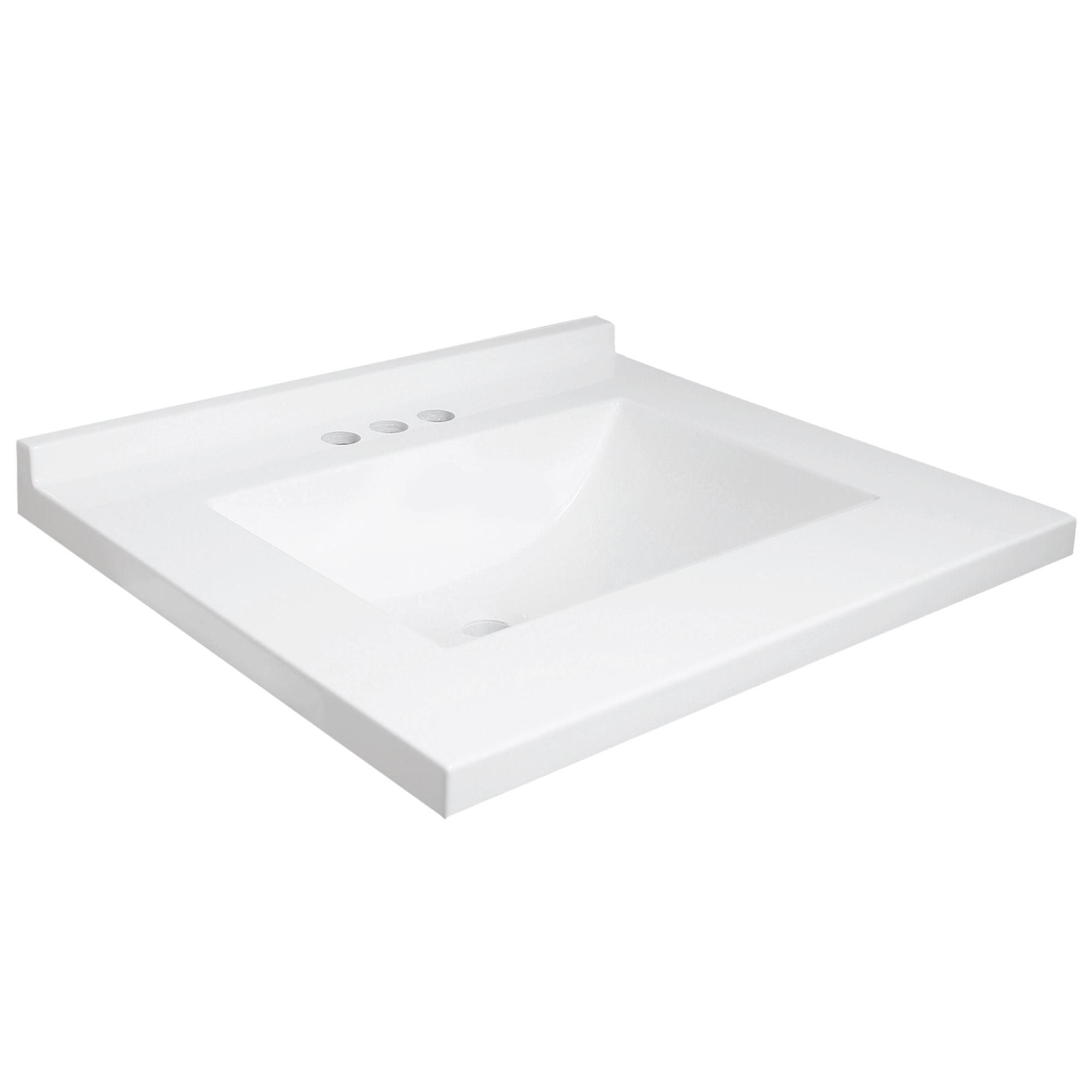 25 Inch Camilla Modern Vanity Top Single Sink with Backsplash, Solid White