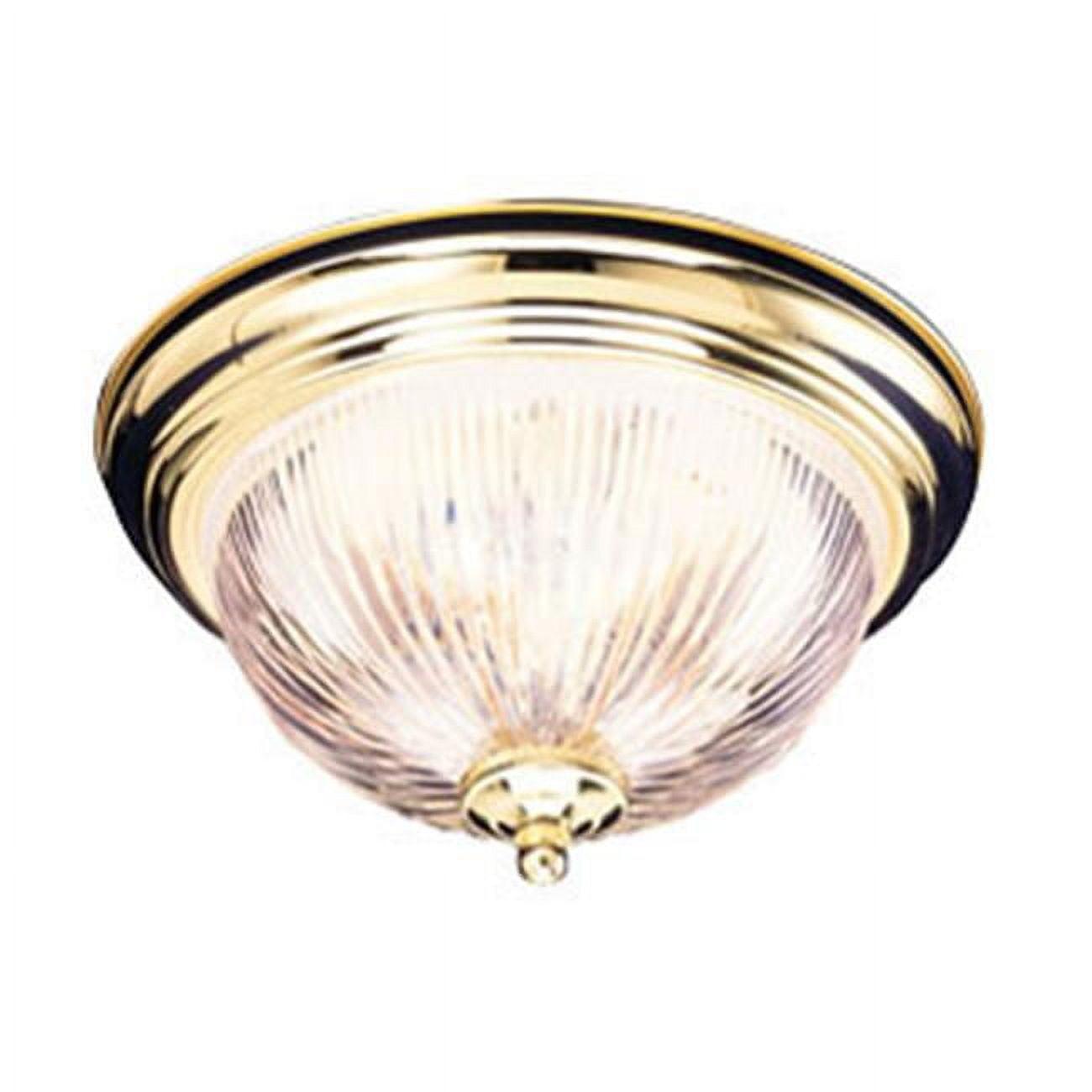 Classic Spherical 5.9" Polished Brass Ceiling Mount with Clear Ribbed Glass