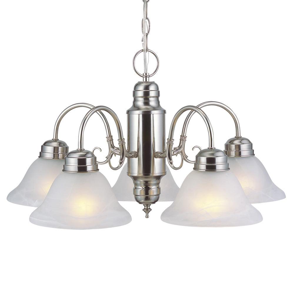 Satin Nickel 5-Light Chandelier with Alabaster Glass Shades