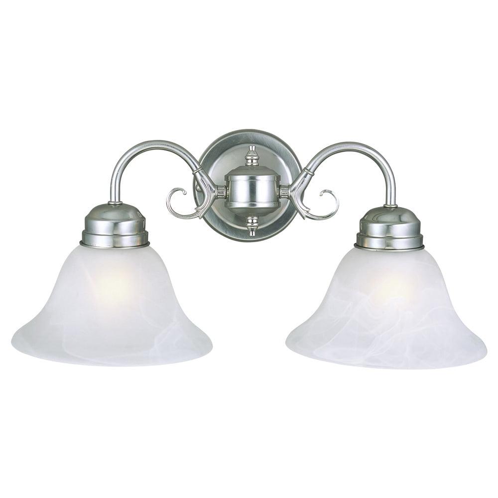 Elegant Satin Nickel 2-Light Vanity Wall Sconce with Alabaster Glass