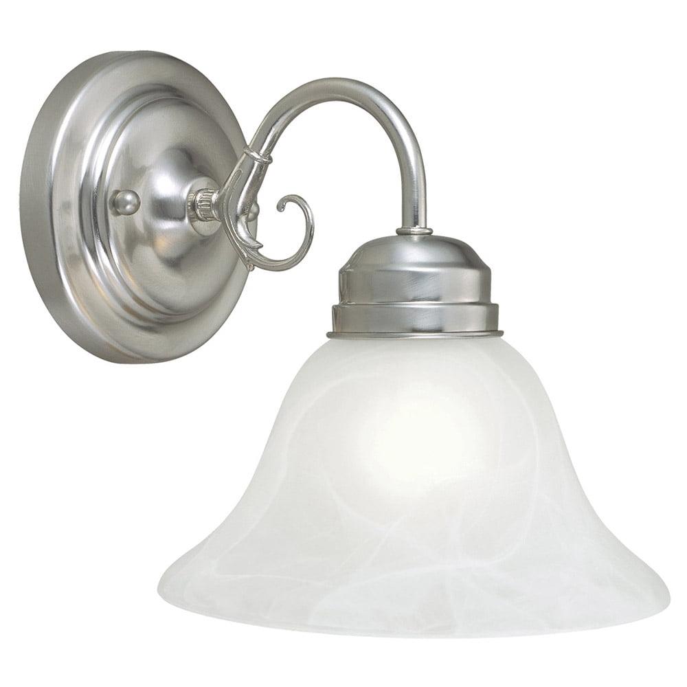 Elegant Satin Nickel 1-Light Wall Sconce with Alabaster Glass