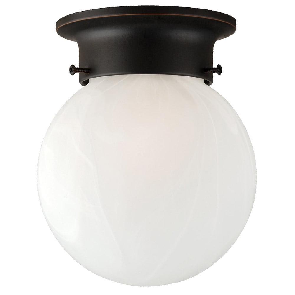 Design House 514521 Millbridge Traditional 1-Light Indoor Flush Mount Ceiling Light Dimmable Alabaster Glass for Bedroom Dining Room Kitchen, Oil Rubbed Bronze
