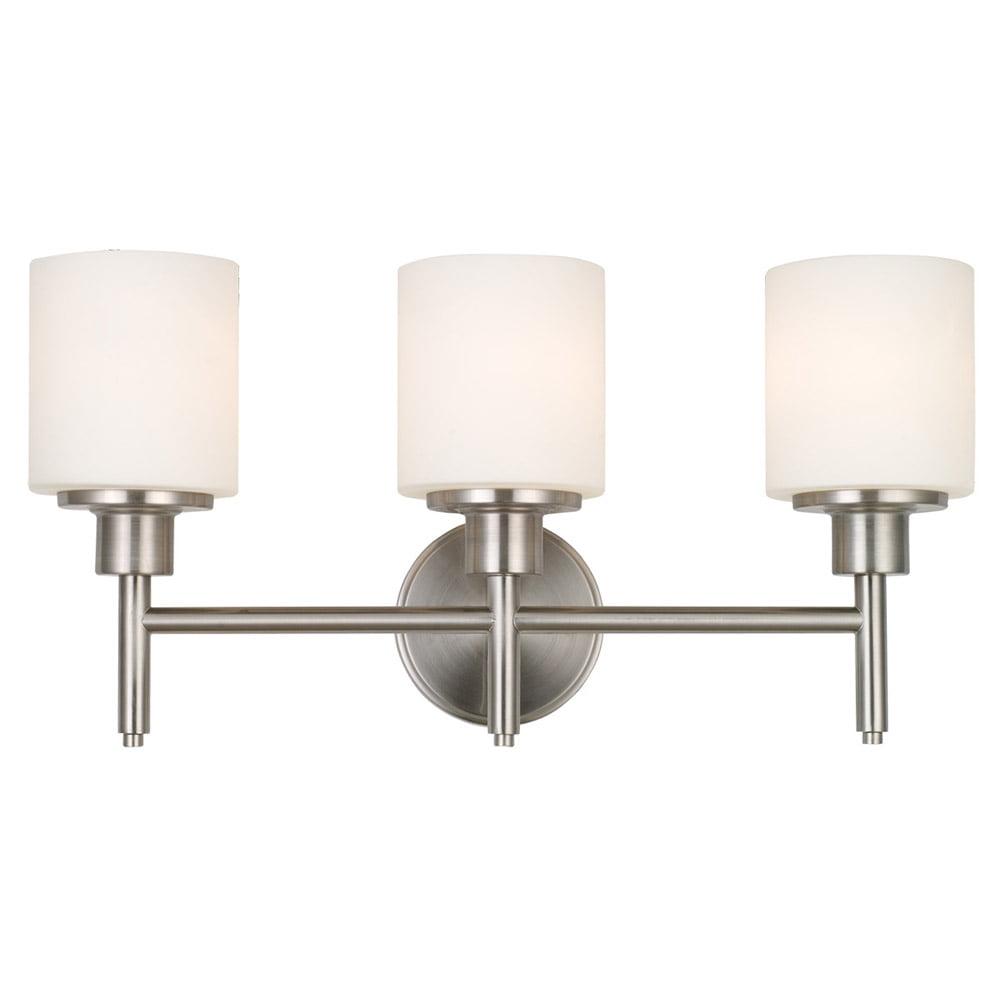 Aubrey Satin Nickel 3-Light Frosted Glass Vanity Light