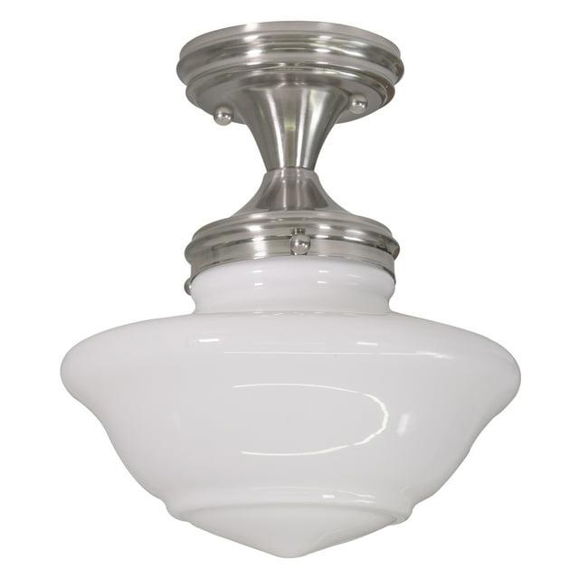 Design House Schoolhouse 9" Semi-Flush Mount Ceiling Light, Satin Nickel