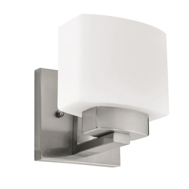 Design House Dove Creek Dimmable Wall Light Sconce with Frosted Glass, Satin Nickel