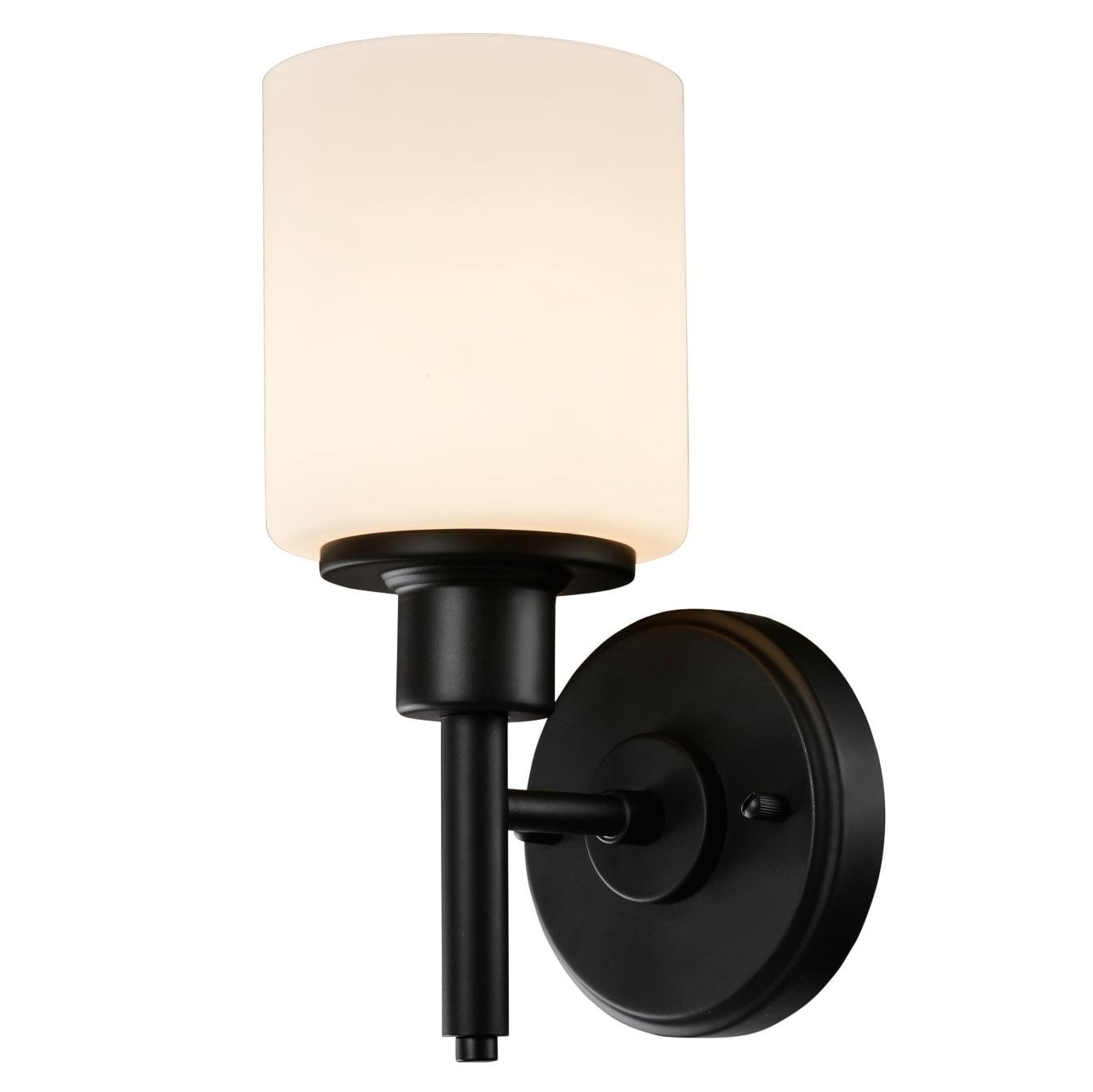 Aubrey Matte Black 10.75'' Traditional Indoor Wall Sconce with Frosted Glass