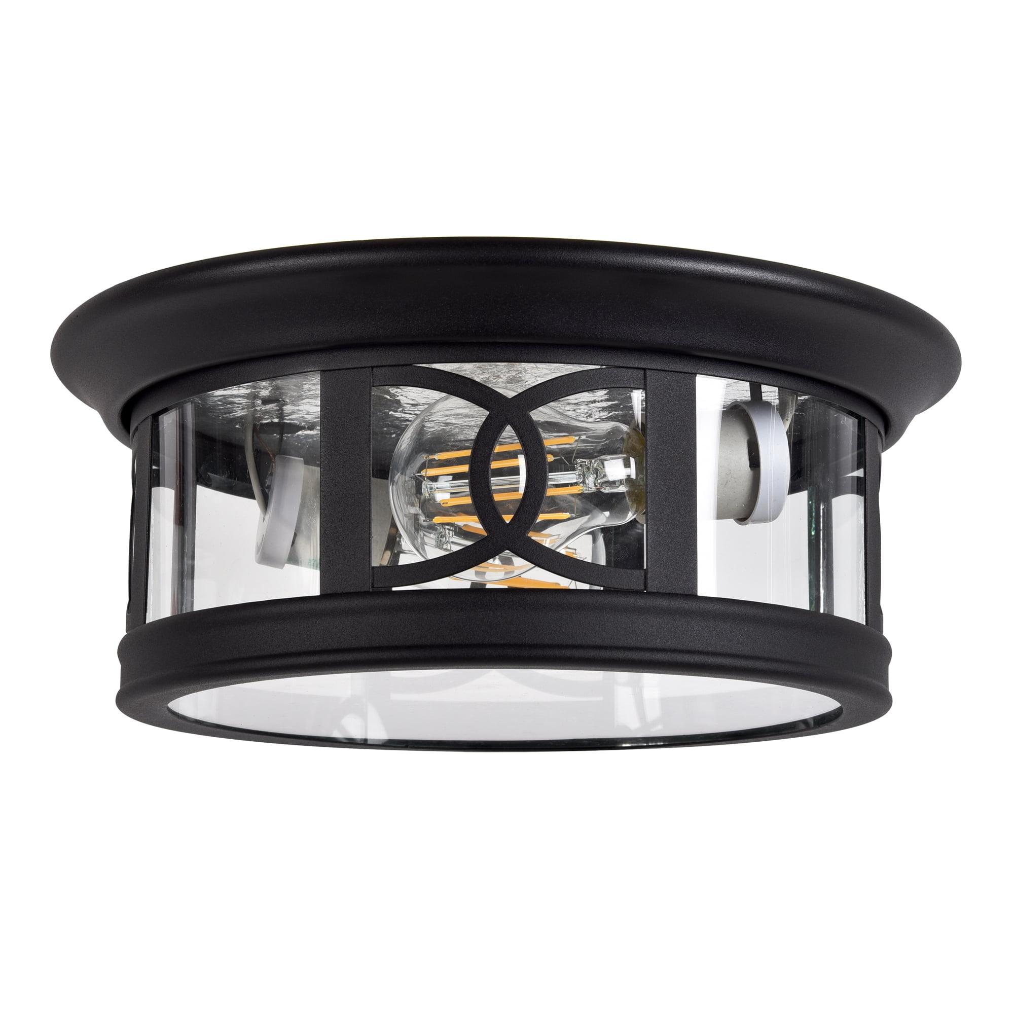 Design House 589002-BLK Summit Traditional Outdoor/Indoor Dimmable Ceiling Light with Clear Glass for Porch Entryway Patio Hallway, Textured Matte Black