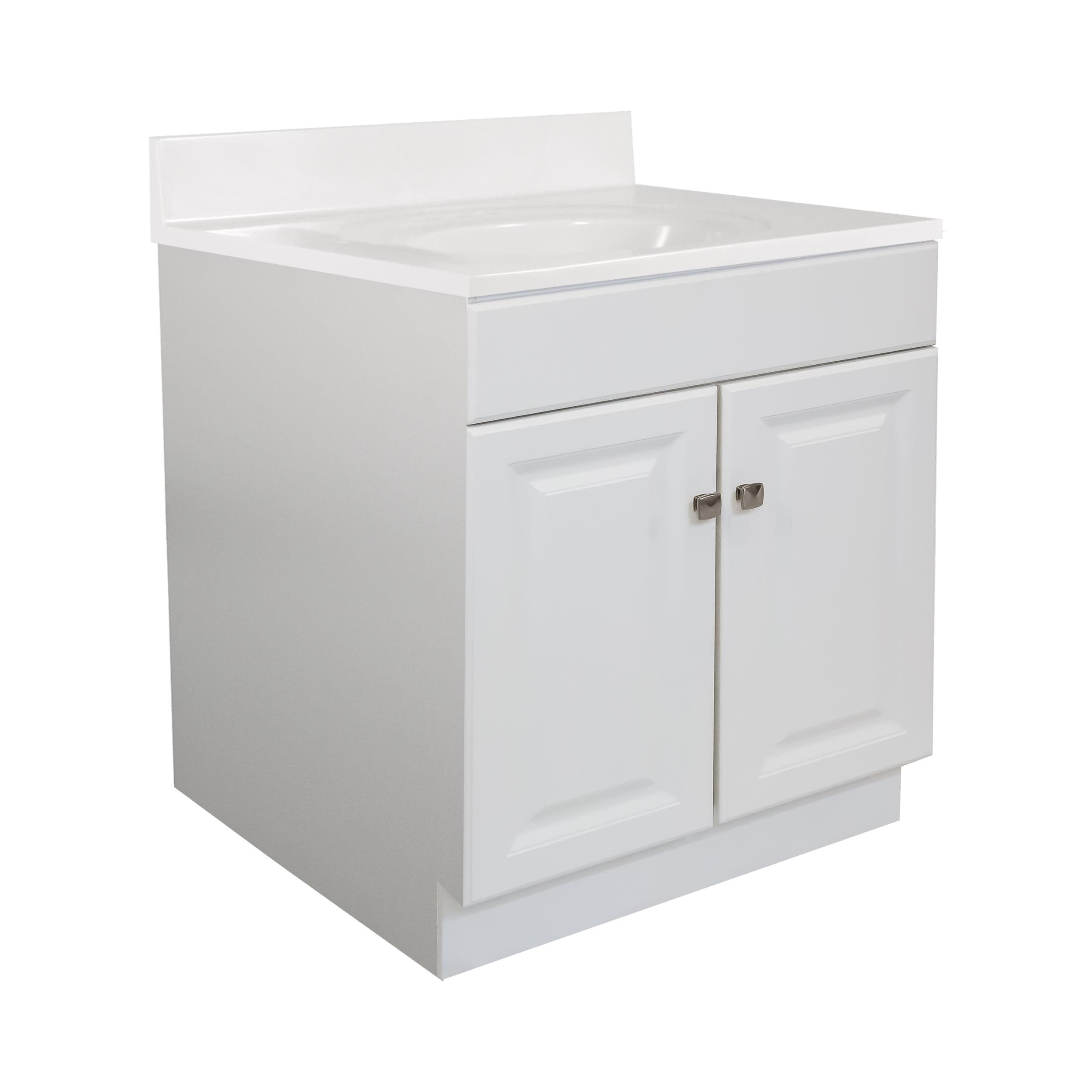 Design House 590976 Wyndham 2-Door Bathroom Vanity with Cultured Marble 4" Centerset White on White Vanity Top, Unassembled, 31x22, White