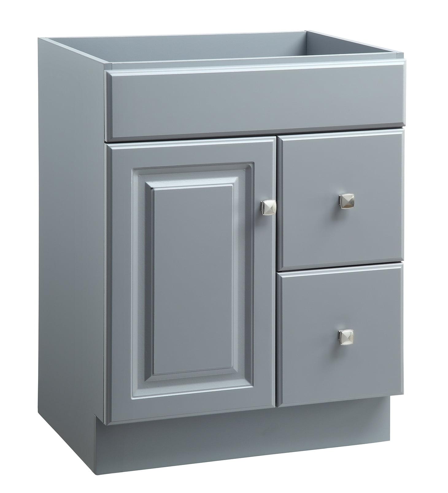 Gray 24-Inch Freestanding Single Vanity with Nickel Hardware