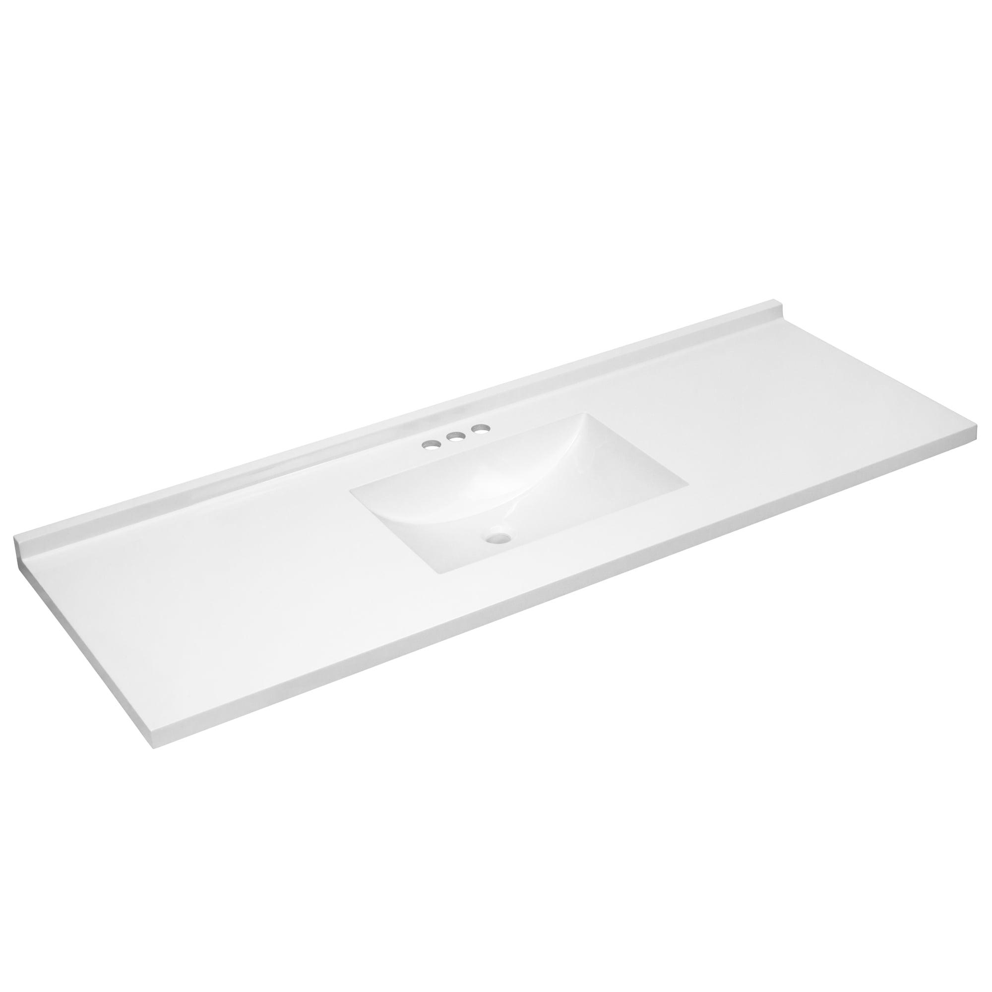 61 Inch Camilla II Modern Vanity Top with  Backsplash, Solid White