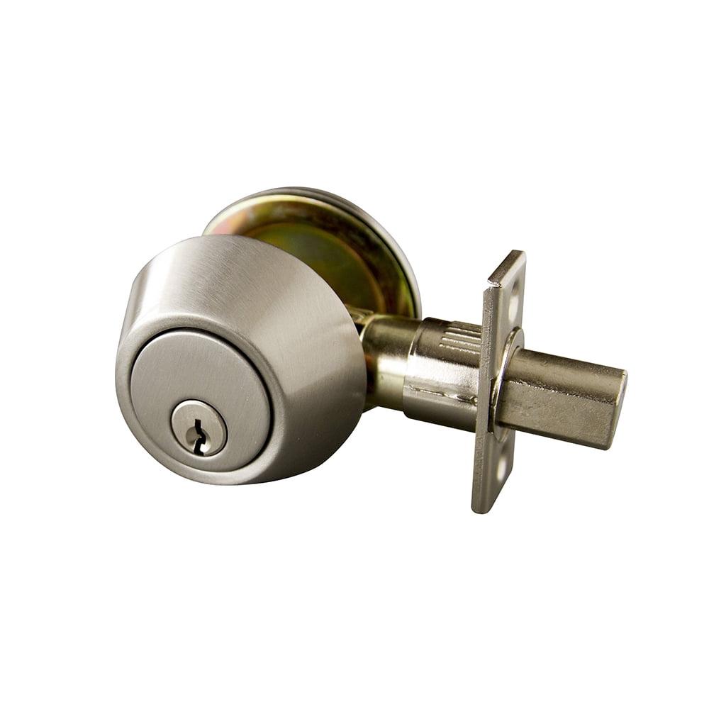 Design House 727446 Single Cylinder 6-Way Universal Deadbolt with Latch Satin Nickel