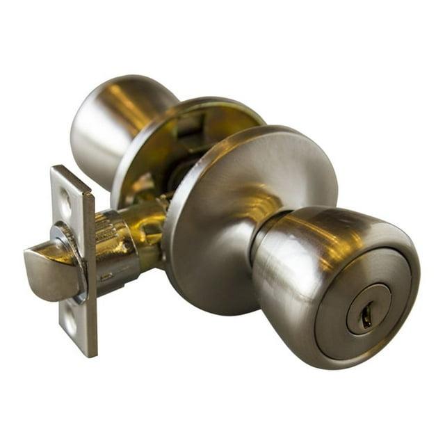 Design House Terrace 6-Way Universal Keyed Entry Door Knob, Satin Nickel