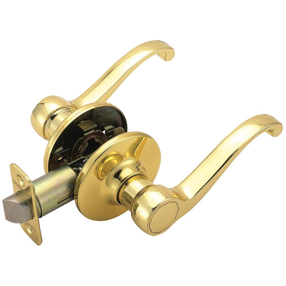 Polished Brass Scroll Passage Door Lever with 2-Way Latch