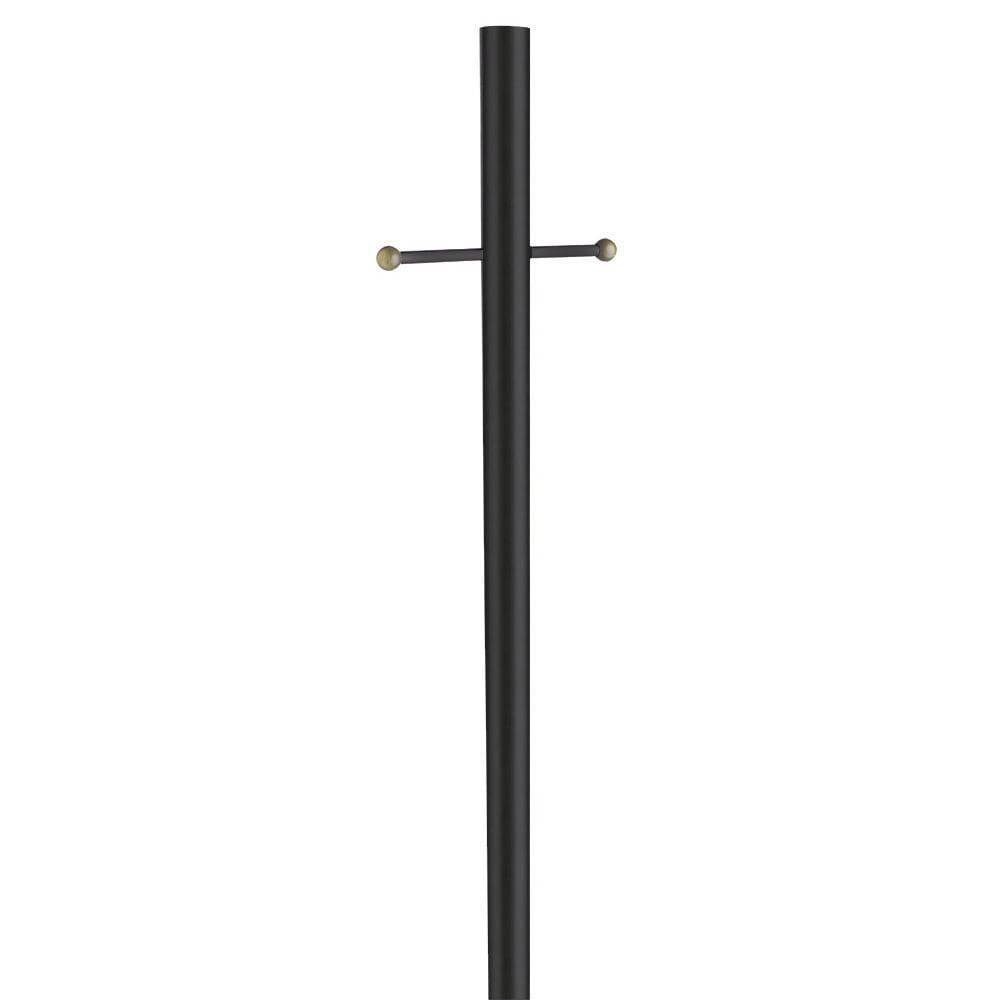 Black Steel Outdoor Lamp Post with Cross Arm, 80-Inch