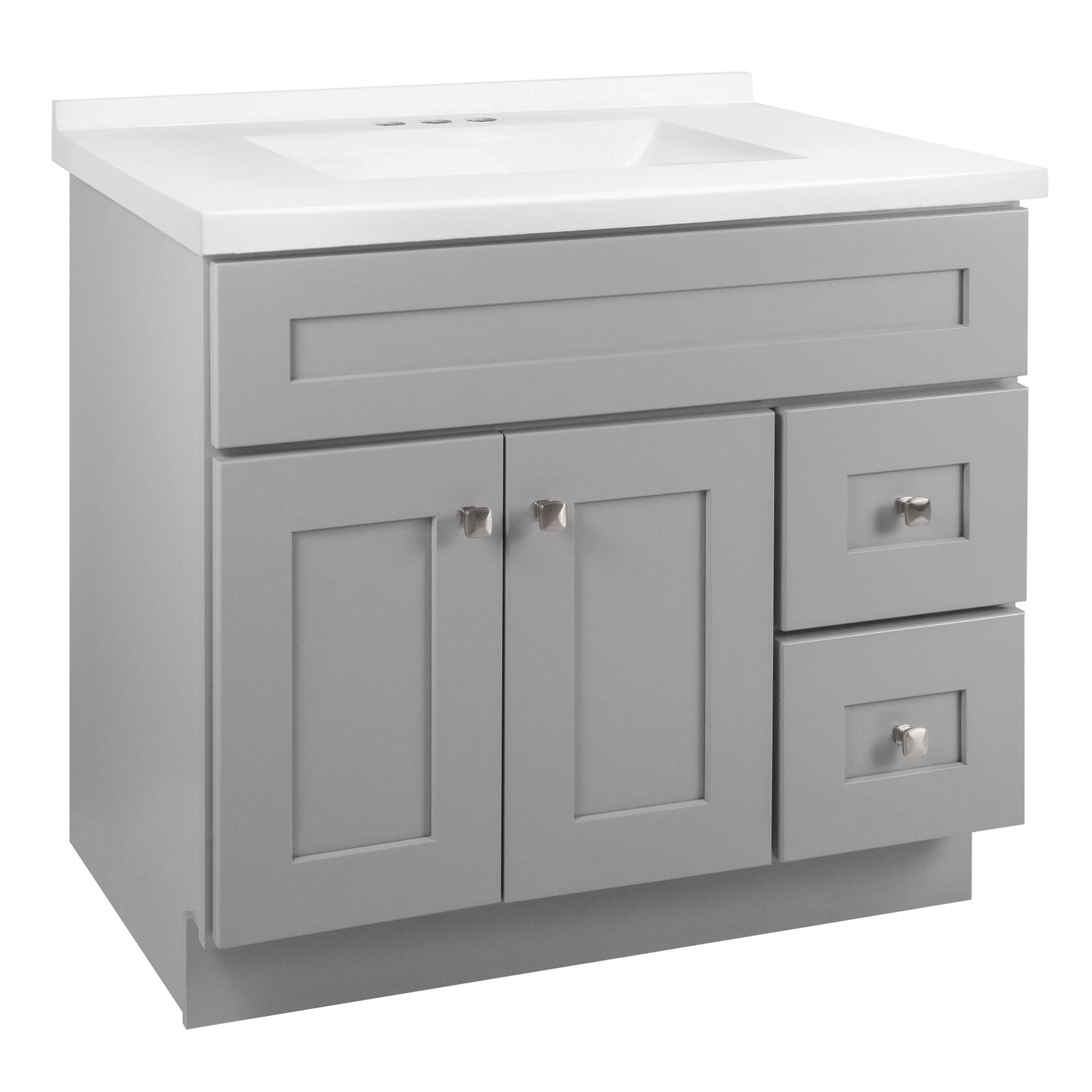 Brookings 37 Inch Solid Wood Bathroom Vanity with Modern Sink Top, Assembled, Sherwin Williams – Design House, 216218
