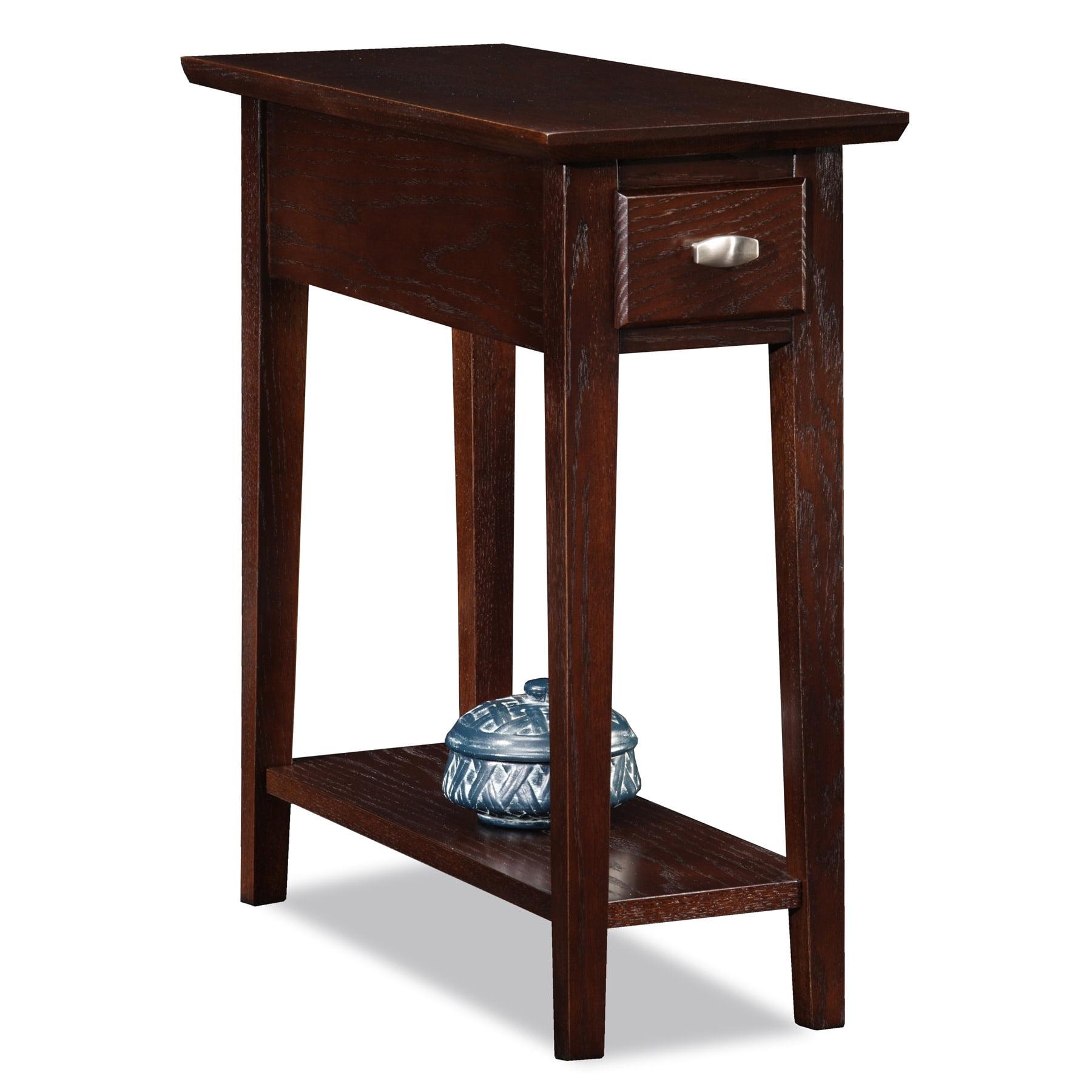 Versatile Chocolate Oak Chairside Table with Storage