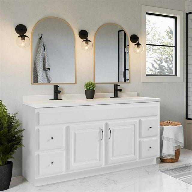 Design House Concord 60 Inch Bathroom Vanity Cabinet, Solid Wood, Fully Assembled, White