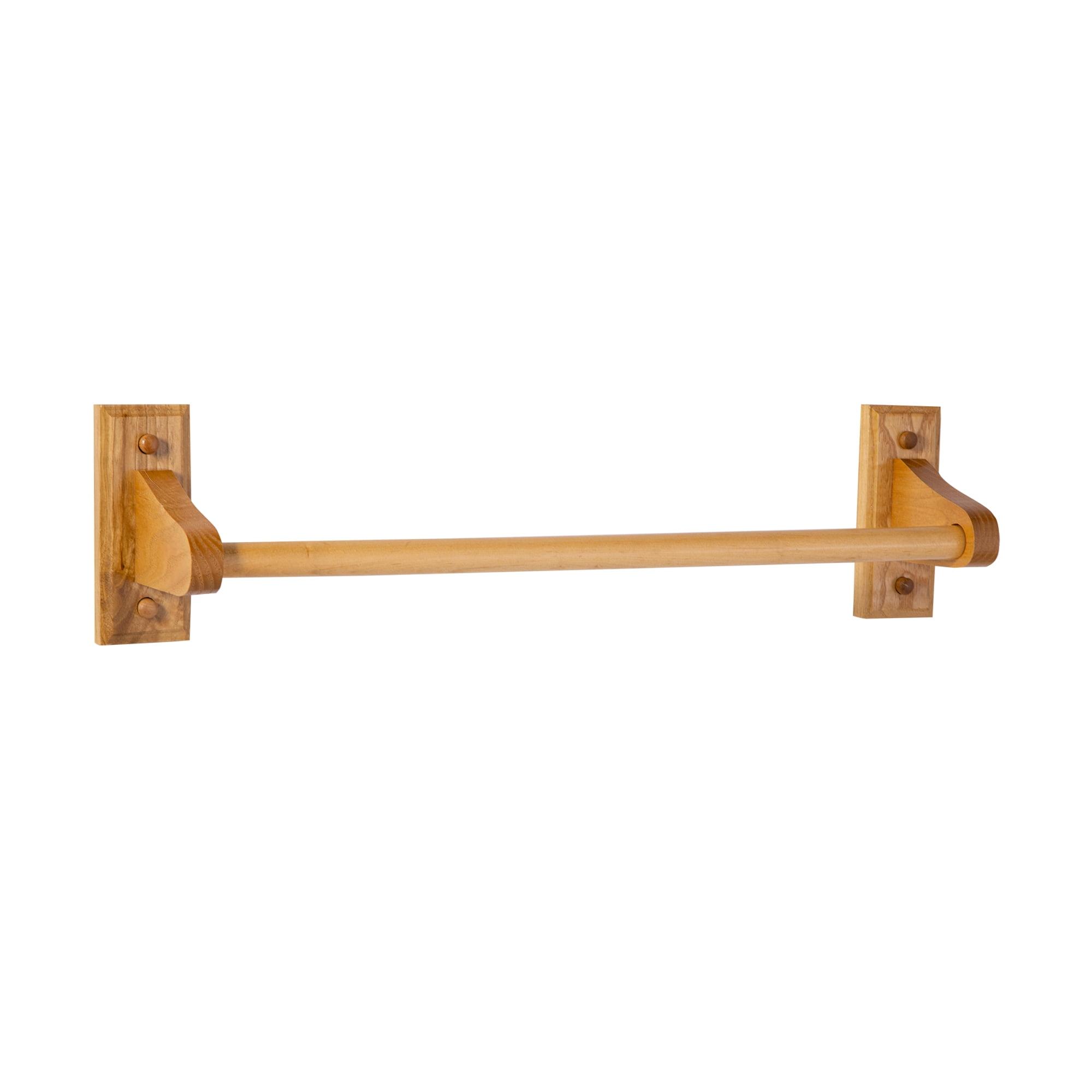 Honey Oak 18-Inch Wall Mounted Wooden Towel Bar